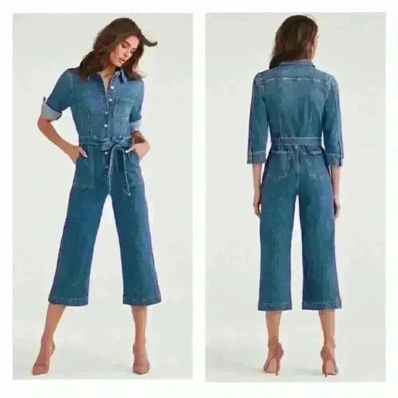 7 For All Mankind Pants - 7 For All Mankind Luxe Cropped Playsuit